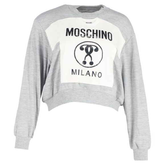 Moschino T-Shirt Print Crewneck Sweater in Grey Cotton